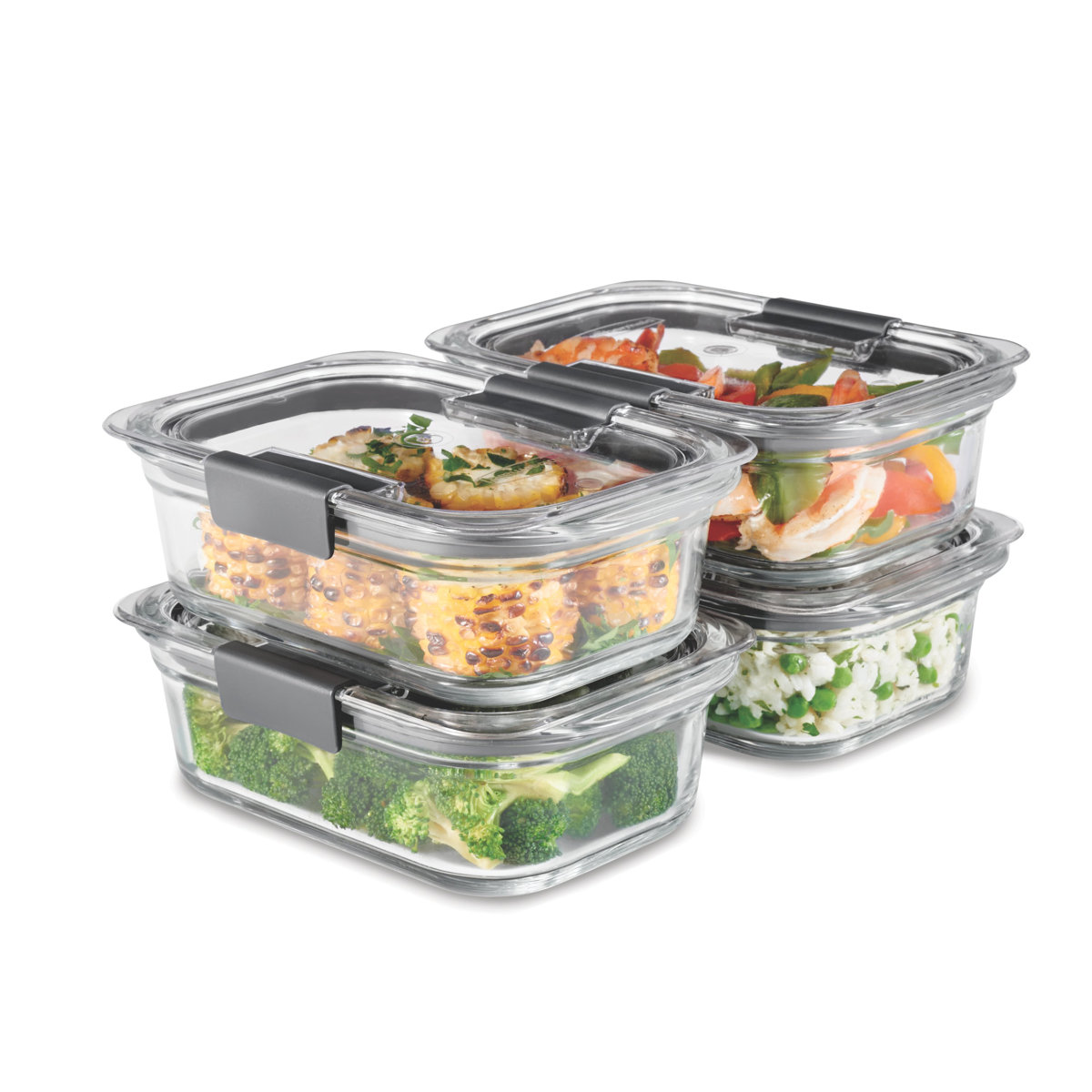 Rubbermaid Brilliance Glass Food Storage Containers with Lids, 3.2 Cup, 4 Pack (8 Pieces Total)